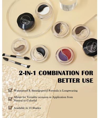 2 Colors Eyebrow Pomade Set-2 in 1 Waterproof Eyebrow Cream Gel Brown & Clear Brow Setting Glue Wax Filling & Shaping Tinted Brow Filler with Brow Brush Tool Eyebrow Color Makeup for Women -#02 02# Brown - Buy Online on GoSupps.com