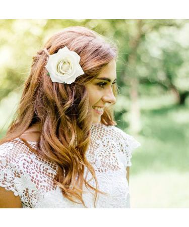 9 Pack Artificial Rose Flower Alligator Hair Clips - Boho Wedding Party Hair Accessories - Buy Online on GoSupps.com