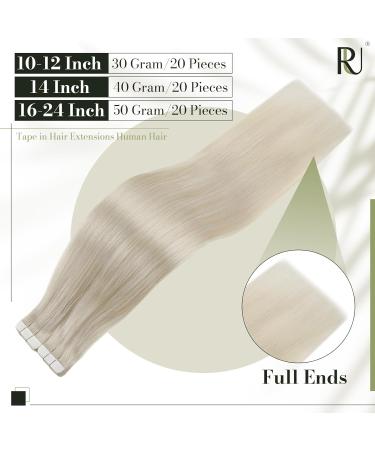 Runature 35cm Tape Extensions - Real Remy Hair White Blond #800 Invisible & Smooth | 40g Human Hair Extensions - Buy Online on GoSupps.com