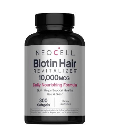 NeoCell Biotin Hair Revitalizer 10000mcg | 300 Softgels | Daily Nourishing Formula | for Women and Men | Hair Skin and Nails Supplement