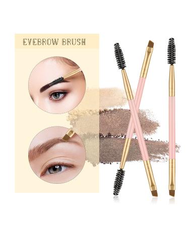Set of 3 Eyebrow Brushes for Brow Powders, Waxes, Gels - Spoolie and Angled Eye Brow Brush Set (Multi-colored) - Buy Online on GoSupps.com