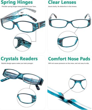 Eyekepper Spring Hinges Reading Glasses with Genuine Austrian Crystals for Women - Blue +3.00 Magnification - Buy Online on GoSupps.com
