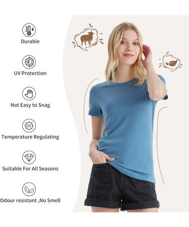 Merino Protect Women's 100% Merino Wool Short Sleeve Shirt - Odor Resistant Functional Undershirt for Travel & Hiking - Emerald - Buy Online on GoSupps.com