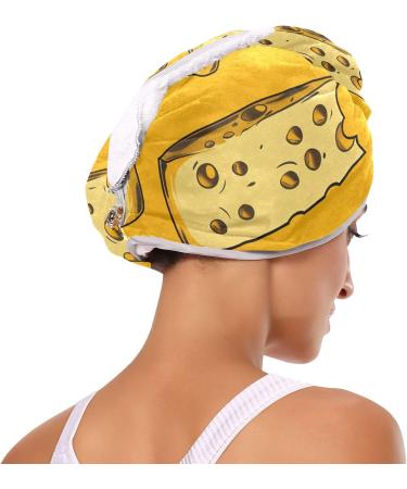 Cheese Color Pattern Hair Towels 2 Pack | Super Absorbent Quick Dry Hair Turbans for Women & Girls - Buy Online on GoSupps.com