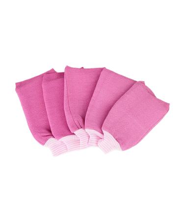 Exfoliating Bath Gloves for Body Scrub 5 PACK Women Exfoliator Scrubber Shower Mitt Removing Dead Skin Hammam Towel - PINK 9.4 Inch x 5.1 Inch Pink