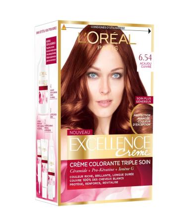 L'Or al Paris Excellence Cream Permanent Hair Colour - Shade: Copper Mahogany (6.54)