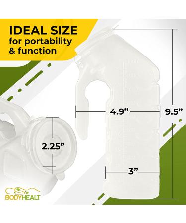 BodyHealt Portable Urinal for Men - Deluxe Male Urinal with Spill-Proof Lid | 32oz/1000ml Capacity | Ideal for Elderly, Travel, Camping | Thick Plastic Urine Cup - Buy Online on GoSupps.com