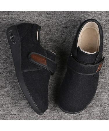 Men's Diabetic Fleece Medical Shoes for Swollen Feet | Velcro Sneakers for Seniors - Black - Buy Online on GoSupps.com