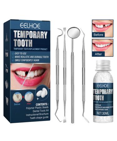 Tooth Repair Kit - Temporary Fake Teeth Replacement Beads Kit with 4 Pieces Dental Mirror Tools for Temporary Restoration of Missing & Broken Teeth Replacement Dentures