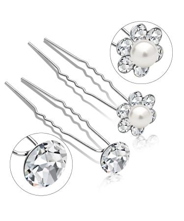 40 Pack Silver Pearl Rhinestone Wedding Hair Pins - Bridal Hair Decorations for Brides & Bridesmaids - Buy Online on GoSupps.com