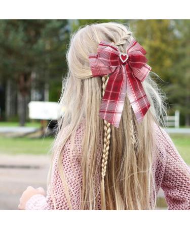 Tartan Bow Knot Hair Clips Scottish Bow Hair Barrettes for kids Plaid Ribbon Hair Clips Hair Bows for Women Girls Festive hairpins College Style Student Summer Hair Accessories (B) - Buy Online on GoSupps.com