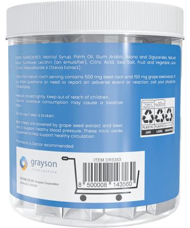 HelsRx Beet Chews Dietary Supplement - Heart Healthy Chews - Blood Pressure Support and Energy - Sugar Free (60 Count) - Buy Online on GoSupps.com