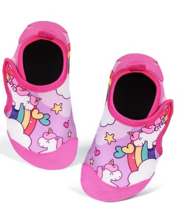 IEEILULU bathing shoes children swimming shoes children water shoes children with velcro fastening for beach swimming pool 25/26 EU pink pony