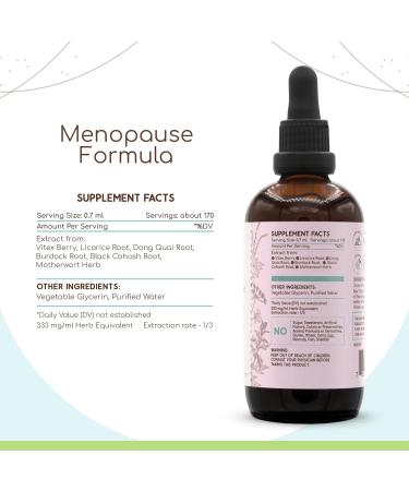 HerbEra Menopause Formula B120 Alcohol-Free Extract Tincture, Concentrated Liquid Drops Natural Vitex Berry, Licorice Root, Motherwort, Dong Quai Root, Burdock Root, Black Cohosh Root. 4 Fl Oz 4 Fl Oz (Pack of 1) - Buy Online on GoSupps.com