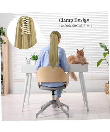 Ponytail Extension 22" Long Straight Wig Claw Clip Ponytail Extension Heat-Resisting Synthetic Fake Hair Pieces Diy Haircut for Women Girls Short and Less Hair (Blonde-27/613) - Buy Online on GoSupps.com