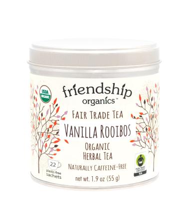 Friendship Organics Vanilla Rooibos Tea Bags, Organic and Fair Trade Herbal 22 Count 22 Count (Pack of 1)
