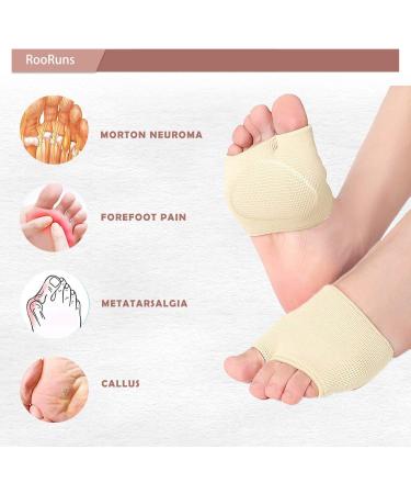 RooRuns Metatarsal Pads - Ball of Foot Cushions for Pain Relief | Gel Foot Pads for Morton's Neuroma & Metatarsalgia | 2 Pairs (Black + Beige) - Comfort for Men & Women - Buy Online on GoSupps.com