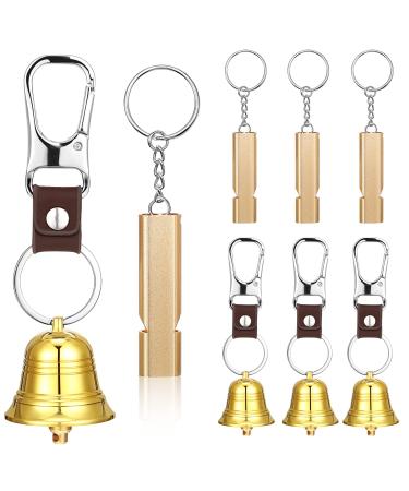4 1.5 Inch Bear Bell with Whistle Set for Hikers Solid Brass Emergency 3 in 1 Bear Bells for Hiking Outdoor Camping Bear Protection Products for Survival Biking Fishing Climbing Self Defense Gear
