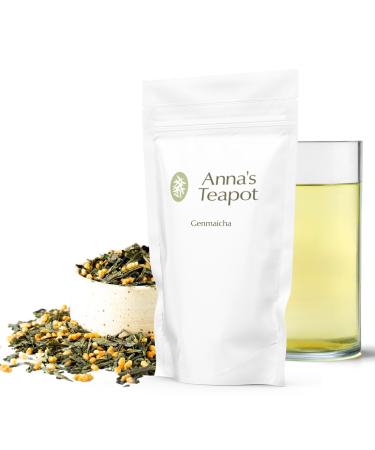 Anna's Teapot Organic Genmaicha Green Tea - Authentic Japanese Loose Leaf Tea with Roasted Rice in a Resealable Bag - 100g - Buy Online on GoSupps.com