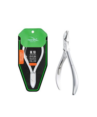 NGHIA Carbon Hard Steel Nail Nipper - M-18: Precision Nail Care Tool with Grey Plated Jaw Curve Handle and Single Spring Mechanism