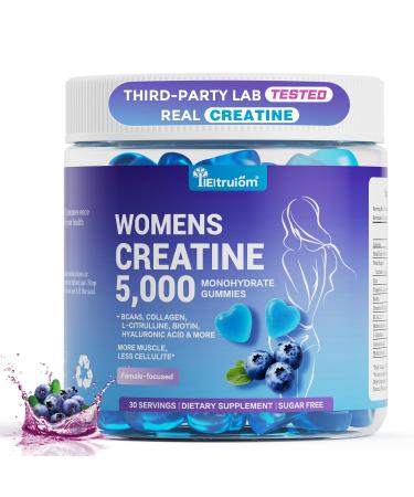 Creatine Gummies for Women Blueberry Flavor 5g Creatine Monohydrate per Serving Pre Workout Creatine Chews with Collagen BCAA for Muscle Growth Strength & Energy Support 90 Gummies Sugar free