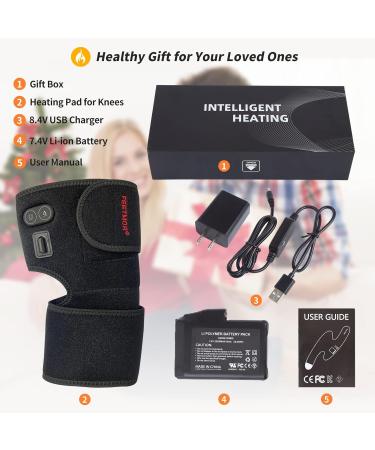 Heated Knee Pad with Massager | Knee Heating Pad for Pain Relief & Arthritis | Premium Knee Brace Wrap for Men & Women - Buy Online on GoSupps.com