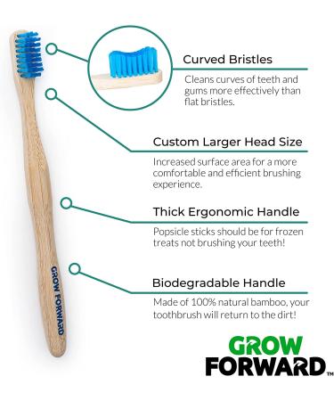 Grow Forward Premium Bamboo Toothbrushes - Pack of 8 - Medium Bristles - Eco-Friendly & Biodegradable - Buy Online on GoSupps.com