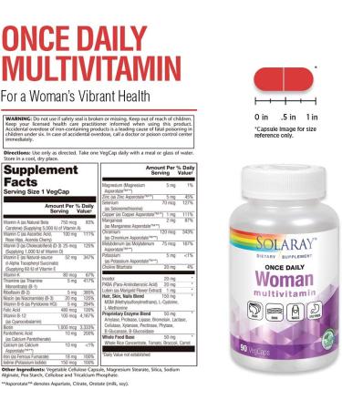 Solaray Once Daily Women's Multivitamin 90 VegCaps - Peak Health & Vitality - Buy Online on GoSupps.com