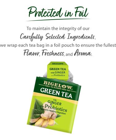 Bigelow Green Tea with Ginger Plus Probiotics 18 Tea Bags - Buy Online on GoSupps.com