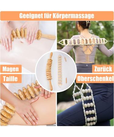 Beeryfun Maderotherapy Set - 2-Piece Wood Massage Device & Roller for Cellulite Relief - Natural Pain Relief for Neck Legs and Back - Buy Online on GoSupps.com