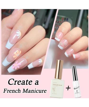 Gel Nail Polish Set for French Manicure White Nude Pink Jelly Gel Nail Polish Gel Liner Nail Polish Painted French Tips Gel Nail Design Soak off UV/LED Jelly Gel Polish for Women DIY French Manicure - Buy Online on GoSupps.com