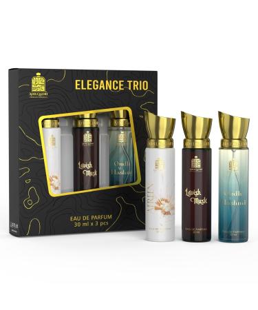 ADIL Elegance Trio Luxury Liquid Perfume Set Gift Set For Men & Women (3 X 30 Ml) Long Lasting Scents Of Sweet Musky & Fruity Notes