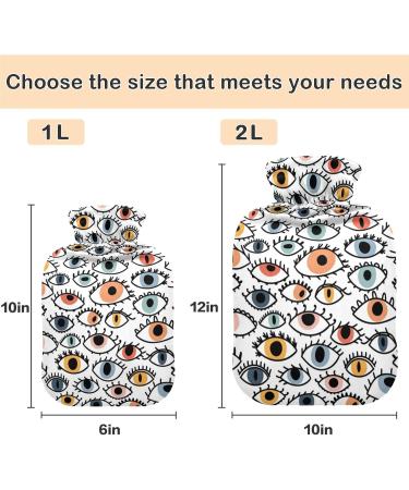 Naanle Colored Eyes Hot Water Bottle with Cover - 2L Heat & Cold Therapy Pain Relief for Hands & Feet Ideal for Bed Use - Buy Online on GoSupps.com