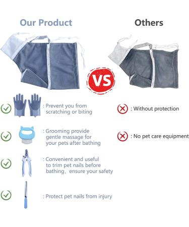 KlerRoem Cat Bathing Bag- Anti-Bite & Anti-Scratch Mesh Grooming Bag for Cats Under 11 lbs (Grey) - Buy Online on GoSupps.com