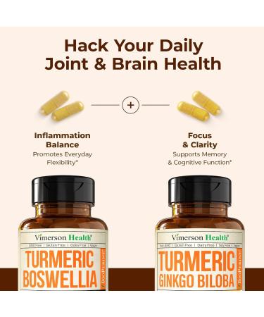 Boswellia Turmeric Curcumin Supplement + Turmeric Ginkgo Biloba Bundle Natural Turmeric Supplement for Focus Memory Joint & Brain Health with Ginger Root Curcuma Black pepper & Organic Tumeric - Buy Online on GoSupps.com