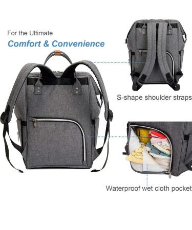 Lekebaby Gray Arrow Diaper Backpack - Multifunctional Large Capacity Baby Bag with Diaper Pad for Travel & On-the-Go - Buy Online on GoSupps.com