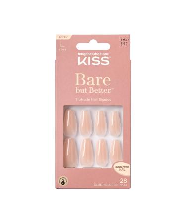 KISS Bare but Better Glue-On Nails artificial fingernails Glossy Beige Nude long length Coffin Form Nude (Pack of 1) - Buy Online on GoSupps.com