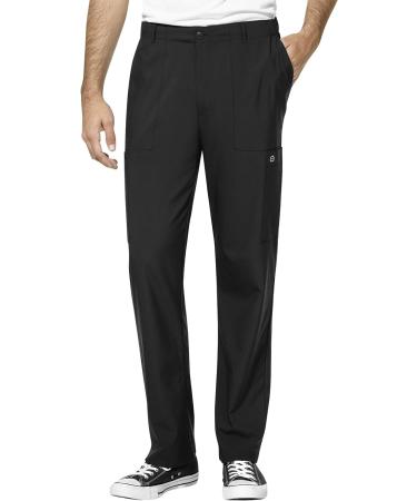 WonderWink W123 Men's V-Neck Top & Cargo Pants Scrub Set + Badge Reel - Black, 2X-Large Top / X-Large Pants - Buy Online on GoSupps.com