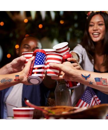 60Pcs American Flag Temporary Tattoo Sticker Set - Waterproof Red, White, and Blue Patriotic Decorations for 4th of July Independence Day Theme Party - Buy Online on GoSupps.com
