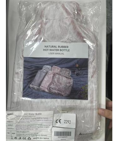 Bolei 2L Hot Water Bottle with Soft Cover | Exhaustion-Proof Natural Rubber Bed Bottle & Hand Warmer | Pain Relief for Kids & Adults | Fluffy Kangaroo Pocket - Pink - Buy Online on GoSupps.com