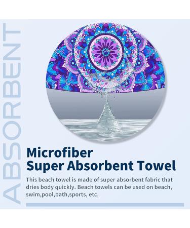 Microfiber Sand Free Beach Towel - Quick Dry, Super Absorbent, Oversized Lightweight Towel for Travel, Sports, Pool, Yoga - Boho Palm Tree Blue Mandala Design - 63 x 32 Inches - Buy Online on GoSupps.com