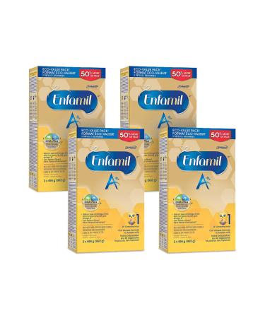 Enfamil A+ Baby Formula Value Pack Powder Refill DHA (a type of Omega-3 fat) to help support brain development Age 0-12 months 992g Pack of 4