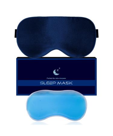 Cooling Eye Mask for Puffy Eyes Reusable Gel Eye Mask Silk Ice Eye Mask to Soothe Swollen Eyes and Dark Circles Relieve Headaches and Sinus Pain with Cold Eye Mask and Eye Gel Mask Therapy(Blue)