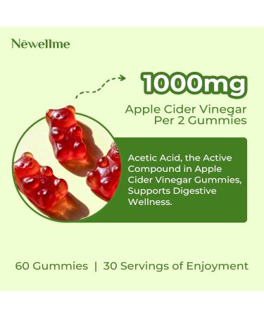 NEWELLME Sugar-Free Apple Cider Vinegar (ACV) Gummies with The Mother & B12 Vegan Organic Vitamin Gummies for Digestion Energy & Metabolism Gluten-Free Multivitamin Support 60 Counts 60 count(pack of 1) - Buy Online on GoSupps.com