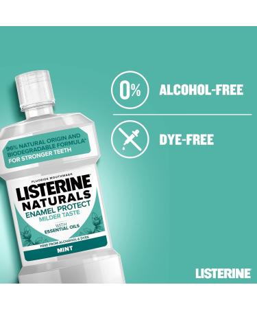 LISTERINE Naturals Enamel Protect Mouthwash 600ml - Dye-Free Formula for Stronger Teeth (Pack of 1) - Buy Online on GoSupps.com