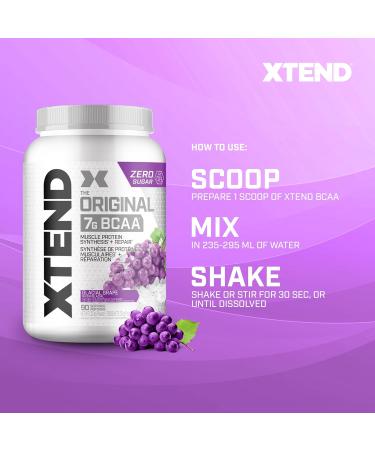 Scivation XTEND Original BCAA Powder - Sugar-Free Muscle Recovery with 7g BCAA 2.5g L-Glutamine - Glacial Grape 90 Servings Glacial Grape 90 Servings (Pack of 1) - Buy Online on GoSupps.com