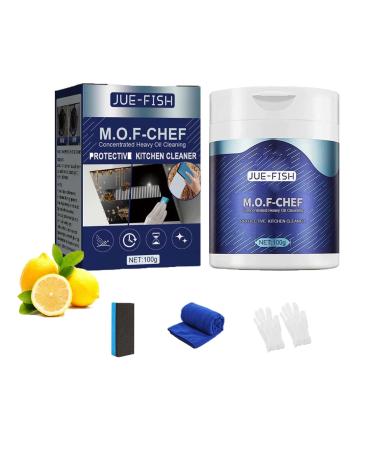 Mof Chef Cleaning Powder Heavy Duty Degreaser Cleaner Mof Chef Cleaner Powder Mof Chef Protective Kitchen Cleaner All Purpose Cleaner Powder Stubborn Grease & Grime Remover 100g (1PC)