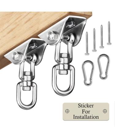 Aisto Heavy Duty Swing Hangers for Wooden Sets 2000 LB Capacity 360 Swivel Stainless Steel Swing Hardware 2 Packs for Porch/Playground/Yoga/Heavy Bag tree swing playground sensory swing hammock mount hammock hanging kit swing hooks swing hardware