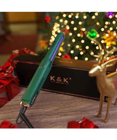 Mini Hair Straightener LED Display, Adjustable Temp 1/2 Inch Flat Iron - Tourmaline Titanium, Dual Voltage, Auto Shut Off - Green - Buy Online on GoSupps.com