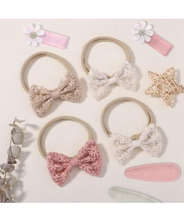 Beautiful 12-Part Baby Girl Headband Set - Cute Hair Accessories for Newborns & Toddlers | Embroidered Clips & Elastic Bands - Buy Online on GoSupps.com